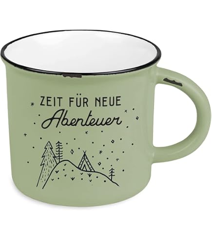 Grafik-Werkstatt Taza de café vintage | Taza de cerámica para regalar | 400 ml | búho nocturno 61552, verde