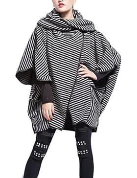 LATH.PIN Damen Mode Revers Outwear Streifen Fledermausärmel Raglan Mantel