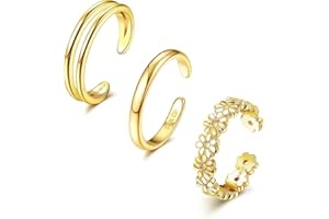 Roheafer 14K Gold gefüllte Zehenringe Einstellbare Offene Zehenringe Cubic Zirkonia Band Zehenring Set Sommer Strand Fußschmuck Set