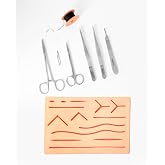 VZN Suture Surgical Training Set | 9 Pieces | Silicone Pad | Portrait, Scissors, Forceps, Scalpel Handle and Tip, Sewing Needle and Thread