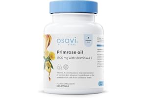 Osavi Primrose Oil 1800 mg with Vitamin A & E – 60 Softgels | Cold–Pressed Evening Primrose Oil with GLA, Enriched with Vitamin A & E | Supports Skin Health & Cell Protection