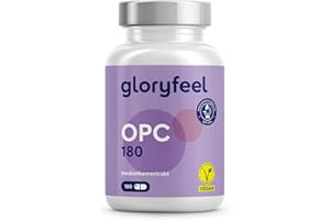 ‎GLORYFEEL OPC Traubenkernextrakt Kapseln - 1052mg Extrakt PLUS Vitamin C pro Tagesdosis - Original französische Weintrauben - 180 vegane Tabletten - Unabhängig laborgeprüft