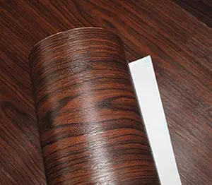 Elton Cherry Brown Teak Wood Grain Textured Self Adhesive Decorative Furniture Film Interior Film Wrinkled Vinyl Sheet_ 1.33 x 4 feet