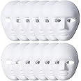 Unnosin 12PCS DIY White Paper Masks, Masquerade Masks, Paper Mache Masks, Paintable full face mask for Carnival, Cosplay, Halloween, Christmas Party (6 Women + 6 Men)