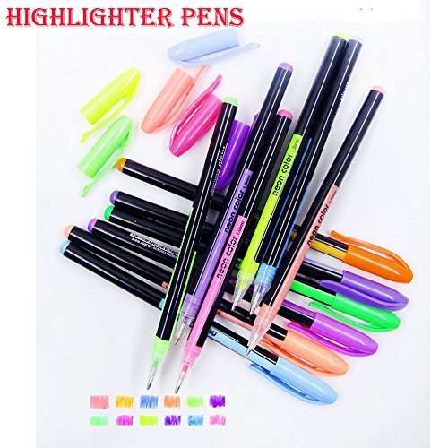 Gelstifte Glitzer Metallic / 48er-Pack farbige Gel-Stifte / 12 Metallic Stifte,12 Glitzerstifte, 12 Neon Stifte, 12 waterchalk / zum Zeichnen und Schreiben Kartenherstellung DIY - 4