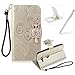Price comparison product image Strap Leather Case for Sony Xperia XZ2 Compact,Diamond Gold Wallet Flip Case for Sony Xperia XZ2 Compact,Herzzer Stylish 3D Owl Magnetic Closure Cute Owl Printed Stand Shockproof Card Slots Folio PU Leather Back Case with Soft Silicone