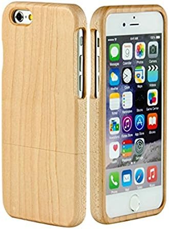 Minifamily® Unique Handmade Genuine Natural Bamboo Wood Wooden Hard Case Cover for Apple iPhone 7 Plus (5.5 inch) Come With Free Unique Ring and Rubber Wrist Band (17-maple)