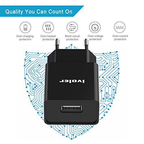  Lot de 2  iVoler Extra Mini Chargeur USB Secteur 12W 2 4A avec 2 en 1 C  ble Micro USB   Type C  1m   Universel Secteur Mural pour Samsung Galaxy S9   S9    S8   S8    S7   S7 Edge   S6 Edge S6 Edge   iPhone  Huawei  ASUS  LG  Wiko  Motorola  LE PLUS COURT ET PETIT USB Adaptateur Secteur USB avec Technologie de Charge Qsmart pour Apple iPhone  iPad  Android smartphone  Tablette  Batteries Externes etc  - Noir