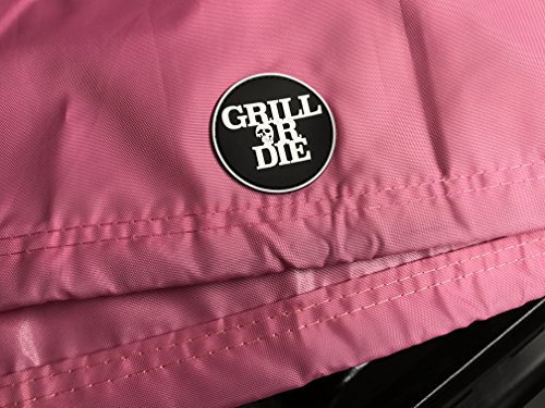 GRILL OR DIE® KT27 Grillabdeckung B-WARE! für z.B. Weber 57cm Kugelgrill ★ rosa mit Aufdruck in Premium-Qualität ★ BBQ Grill Schutzhülle – Referenz Cover 7143 (57cm B-WARE für Kugelgrill, Rosa) - 3
