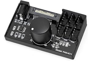 Sarini Cooling Fan Speed Knob Controller 12V 4-Pin PWM PC Case Fan Adapter Hub Power With SATA Interface For 4 Fans