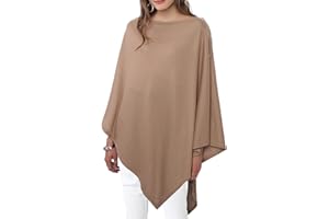 DiaryLook Poncho da donna con bottoni, stile cashmere, scialle multiway, sciarpa avvolgente (kaki), cachi, Taglia unica