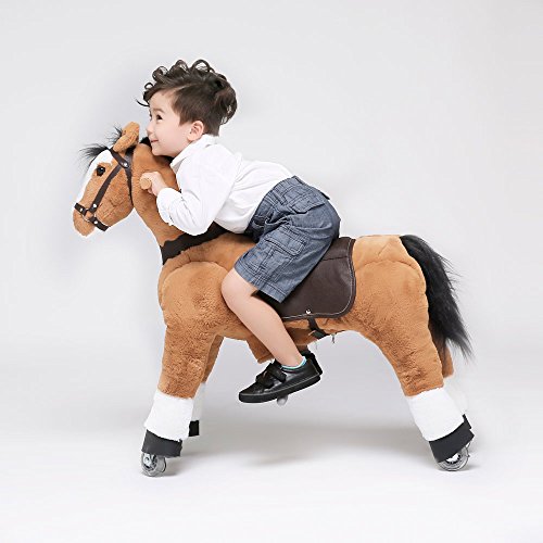 UFREE HORSE 36“ Medium fahrendes Schaukelpferd, Kuscheltier, Pony auf Rollen, Geburtstagsgeschenk für Kinder 3-9