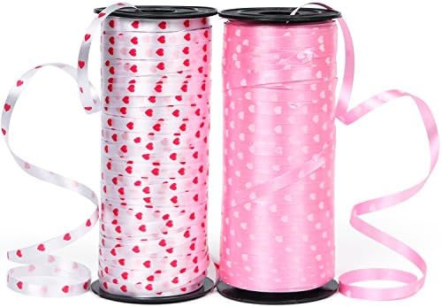 Zauber 2 Pack Balloon Ribbon 100 Yards(91m) Curling Ribbons for Parties, Festival, Florist, Crafts and Gift Wrapping (Pink &amp; White)