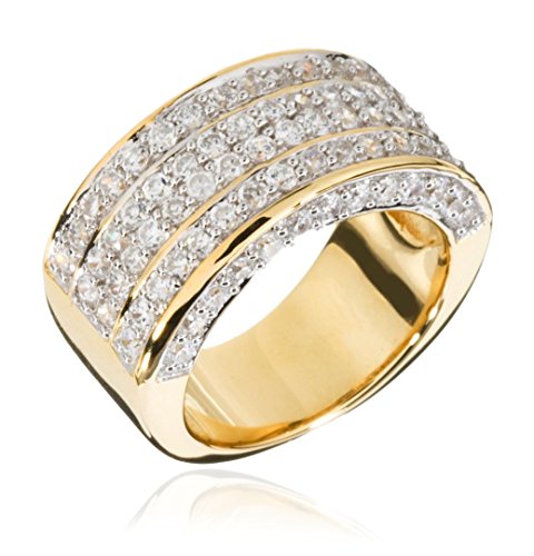 Orphelia Damen-Ring 925 Silber teilvergoldet Zirkonia wei Rundschliff Gr. 52 (16.6) - ZR-3595-GOLD/52