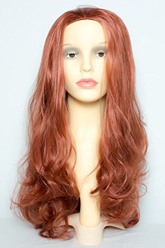 22" Ladies 3/4 Half Fall Wig - Wavy Style - Red Golden Ginger #130 - High Quality Kanekalon Heat Resistant Synthetic Fibre - Clip In Hair Piece Extension - Weight: 250g