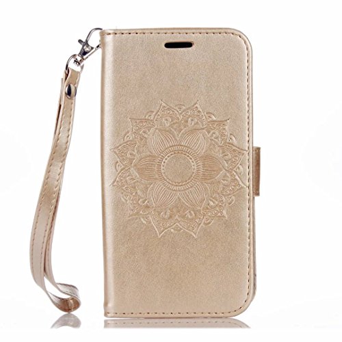 MUTOUREN 4 in 1 Samsung Galaxy S7 Funda Carcasa PU Cuero Tapa Libro de estilo Chic Case Cover Fina Cubierta cierre magn  tico funci  n Con Ranura Para Tarjetas Soporte Protecci  n Flip Case Cover de Cuero de la Piel PU Carcasa Funda Samsung Galaxy S7 Plata aguja del metal universal - Modelo de oro Sun