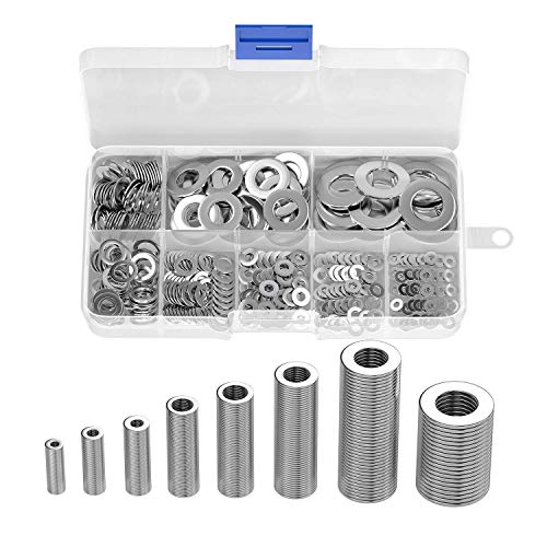 Muscccm 360 pcs en acier inoxydable plat et Rondelles assortiment de lave-mains (M2 M2.5 M3 M4 M5 M6 M8 M10)
