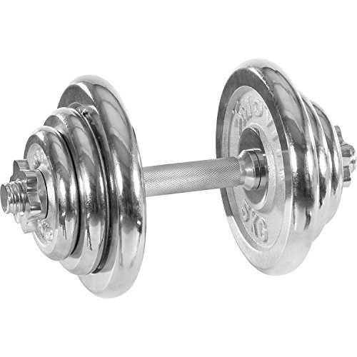 MOVIT® Chrom Gusseisen Kurzhantel Set, Varianten 1×15 bis 1×30 kg, Stangen gerendelt mit Sternverschlüssen Chrom-Hantel-Set - 3