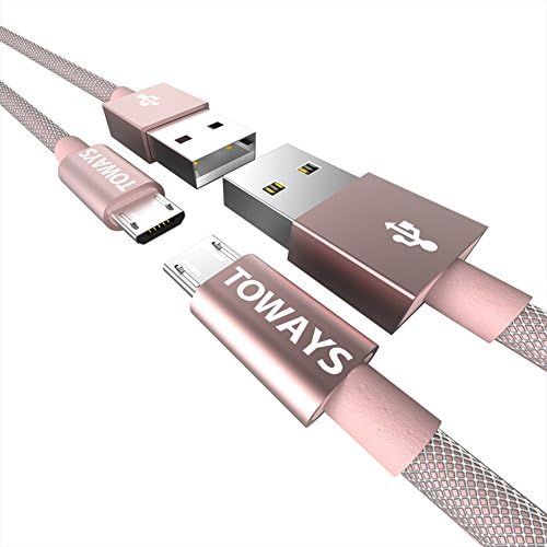 Micro USB Cable Toways(2-Pack 3.3ft/1m) High Speed Micro USB Charger Nylon Braided Ultra Durable Cable for Samsung Galaxy, Sony,Motorola, Android Smartphones, Kindle and More-Pink