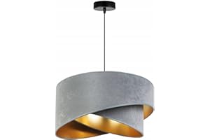 LIGHT HOME LH Light-Home Milano Lampadario a Sospensione - Lampadario Industriale per Soggiorno Camera da Letto e Cucina - Lampade a Sospensione in Metallo e con Paralume di Velluto - E27 - Grigio