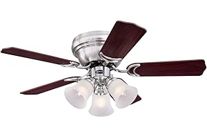 Westinghouse Lighting 72073 Contempra Trio 90 cm Brushed Nickel Indoor Ceiling Fan, Light Kit with Frosted Glass