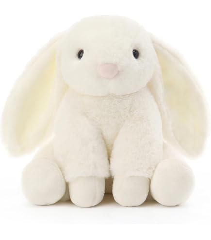 Uni-Toys Angorakonijn wit, liggend - 18 cm (lengte) - pluche haas