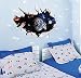 Zooarts 3D Outer Space Astronaut Wall Stickers Removable Wall Decals Art Decor Vinyl Kids Child Room Mural