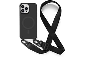 2NSPDRGNI Handykette Schutzhülle kompatibel mit iPhone 14 Pro Max Handyhülle mit Band,Kabellosem Laden Hülle Halsband Lanyard Silikonhülle,Schwarz