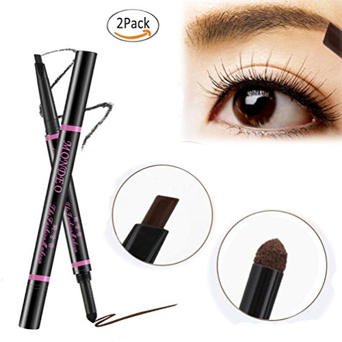 Augenbrauenstift 3D Eyebrow Liner Eyebrow Pen Soft Kaffee / Eye Brow Pencil Automatisch Wasserdicht Gedrehte Make Up Stift Augenbrauen-Stift(zwei Kopf),Augenbrauenstift + Augenbraue Pulver,Doppelzweck Dauerhaften Natürlichen Eyeliner Augenbraue Pulver Wasserfeste Make-up stift,Wasserdicht, Anti-Schweiß, natürlich dauerhaft,Nicht blühend,2PC(Dunkel Kaffee + Licht Kaffee)