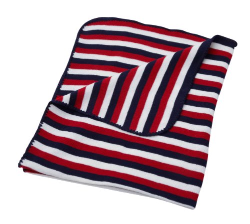 Baroo Striped Knitted Blanket (Blue/ Red/ White)