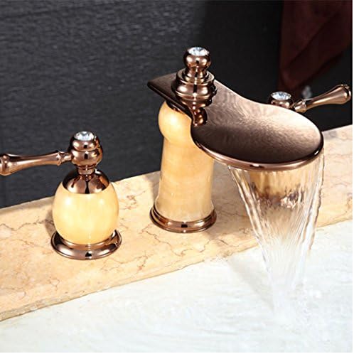 Basin Faucet, Waterfall Single Hole Pure Copper Faucet, Hotel Bathroom Hot And Cold Faucet ( Color : Rose Gold )