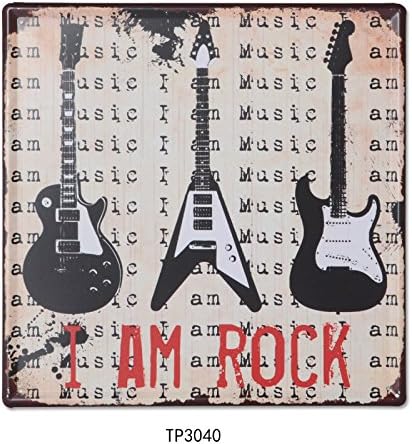 TreasureTrade Retro Iron Art Metal Drawing Iron Sheet Picture Wall Decor For Living Room, Coffee House, Pub. (12x12inch) (Rock Music)