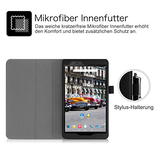 Fintie Odys Syno 8 Hülle Case – Slim Fit Folio Kunstleder Schutzhülle Cover Tasche mit Ständerfunktion und Stylus-Halterung für Odys Syno 20,3 cm (8 Zoll) Tablet-PC, Schwarz - 6