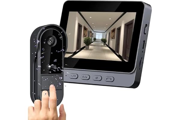 TKMARS Sonnette sans Fil avec Caméra 1080P IP67 Étanche – Visiophone Vidéo Extérieur avec Écran 4.3", Vision Nocturne, Angle de 170°, Interphone Vidéo pour Maison, sans WiFi ni Application