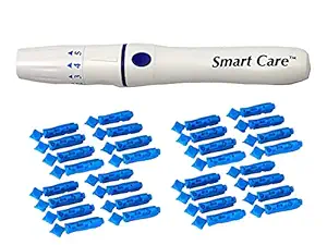 SMARTCARE Glucometer Blood Adjustable Lancet Pen Device with 100 Pieces Needle (30 Grams)