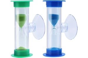 AIMEKE 2 Stück Sanduhr 3 Minuten, Sanduhr Zähneputzen Kinder mit Saugnapf, Sand Timer Sanduhren Set für Kinder Zahnputzuhr Küchen Klassenzimmern Zuhause Zeitmanagement (Grün+Blau)