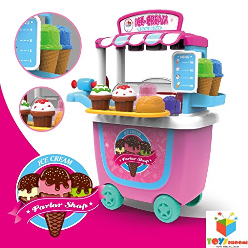 Buy Toys Bhoomi 31 Pieces Push Cart Trolley Ice Cream Parlor Shop
