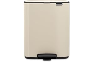 Brabantia Bo Pedal Bin 12L (Soft Beige), Soft Closing Waste Bin with Light Pedal Operation, Easy to Clean Removable Plastic Inner Bucket with Free PerfectFit Rubbish Bags Included