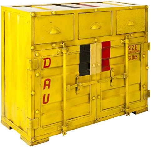 Reason Season Time JODIN Sideboard with Splashes of Previous Paints, Reclaimed Iron, Yellow