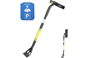 YY-JUNYING Eiskratzer Auto mit Besen 2 in 1 Versenkbare Multifunktionale Schneebesen Auto mit 360° Bürstenkopf Eisschabe auto eiskratzer für Autowindschutzscheibe und Fenster, geeignet für LKW und SUV