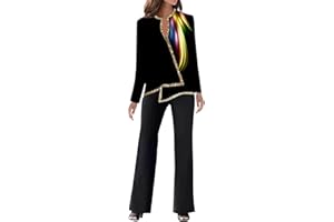 GENERIC Tute Donna Eleganti Tailleur Donna Pantaloni e Giacca Top Donna Eleganti Abbigliamento Curvy Tutina Donna Estiva Pantaloni Donna Vita Alta Gamba Larga Due Pezzi Outfit Donna