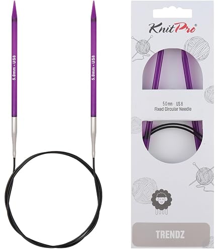 KnitPro J'Adore Cubics Knit Pins - Aiguilles à tricoter circulaires fixes - 80 cm x 3,25 mm, 26-1912104514, lilas