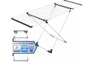 PAULAND CO Tendedero Extensible y Plegable de Aluminio Resistente a la corrosión– Tenderete de Ropa Portátil con Capacidad de hasta 18 metros de Secado – Compacto y Resistente – Ideal Interior y Exterior