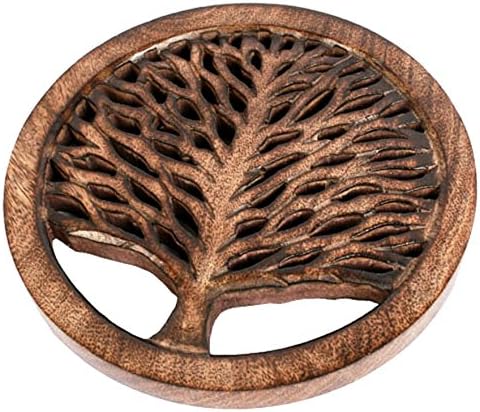 Hand-Carved Mango Wood Trivet/Pan Holder Tree of Life Design Kitchen Product