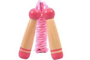 Joofang Skipping Ropes with Wooden Handle for Kids, Students Jumping Ropes for Fitness Exercise, with 260cm Adjustable Cotton Rope, Christmas Birthday Children's Day Gift