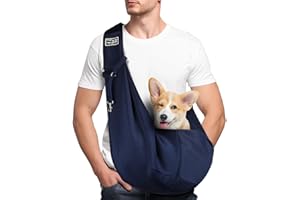 Adiwo Szelki dla psa i kota, regulowana torba na ramię bez użycia rąk, odpowiednia dla średnich zwierząt do 7,5 kg, odpowiednia do użytku na zewnątrz, w podróży, w metrze (niebieska)