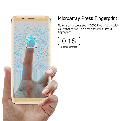 Oukitel K5000 4G Smartphone mit Dual SIM Ohne Vertrag 5.7 Zoll (18:9 Display) 5000 mA/h Akku 64 GB Interner Speicher 4 GB RAM 16 MP Hauptkamera 21 MP Frontkamera Android 7-Gold