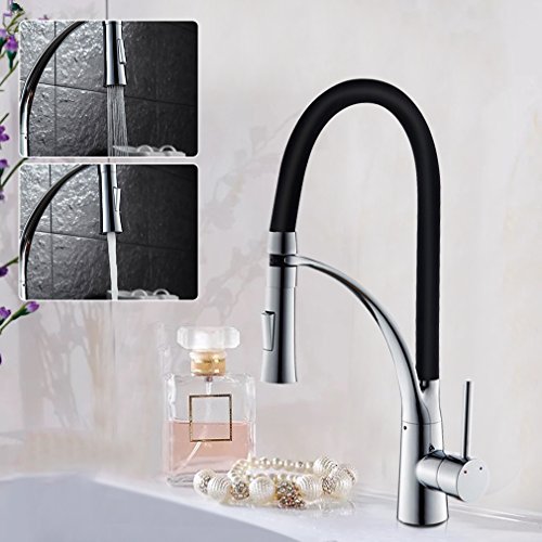 Auralum Schwarz Einhandhebelmischer Küchenarmatur Wasserhahn für 360°drehbar Spültischarmatur KücheWaschbecken Mischbatterie Armatur Chrom - 7