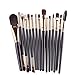 Feng Eye Shadow Foundation Eyebrow Lip Brush,15 pcs/Sets Makeup Brushes Tool (Black)