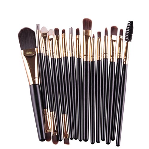 Feng Eye Shadow Foundation Eyebrow Lip Brush,15 pcs/Sets Makeup Brushes Tool (Black)
